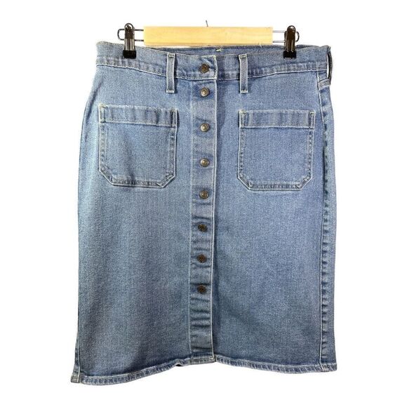 LEVI’S Women’s Snap Down Denim Jean Skirt Blue Size 30 - Picture 1 of 10